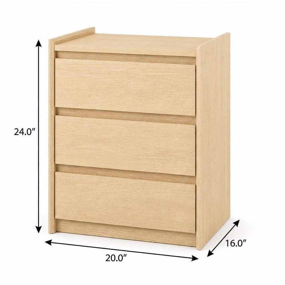 24" White Wood Three Drawer Nightstand with USB Port and Integrated Tech — view 12