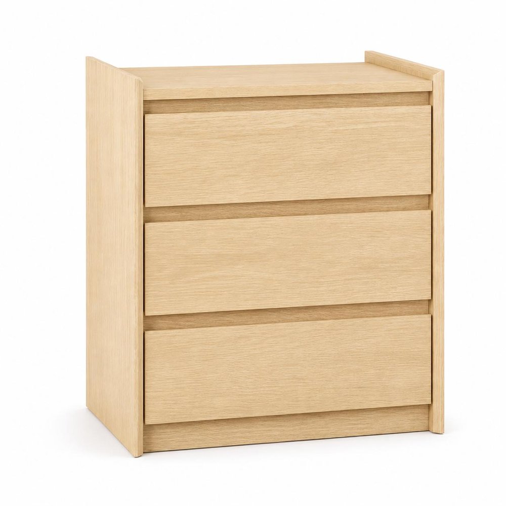 24" White Wood Three Drawer Nightstand with USB Port and Integrated Tech HomeRoots