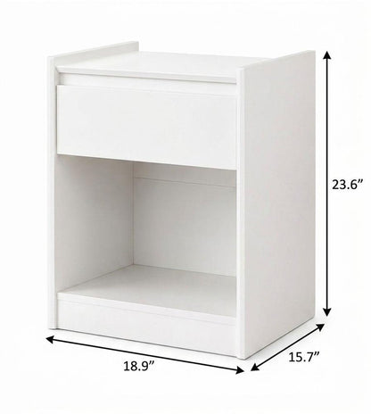 24" Black Wood One Drawer Nightstand