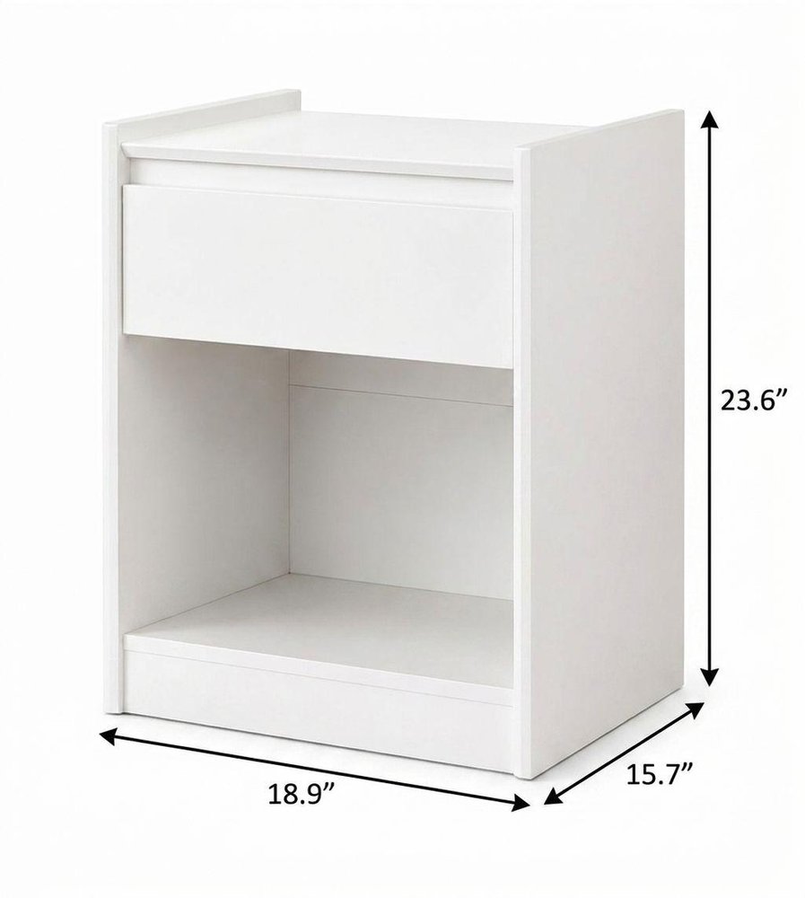 24" White Wood One Drawer Nightstand HomeRoots