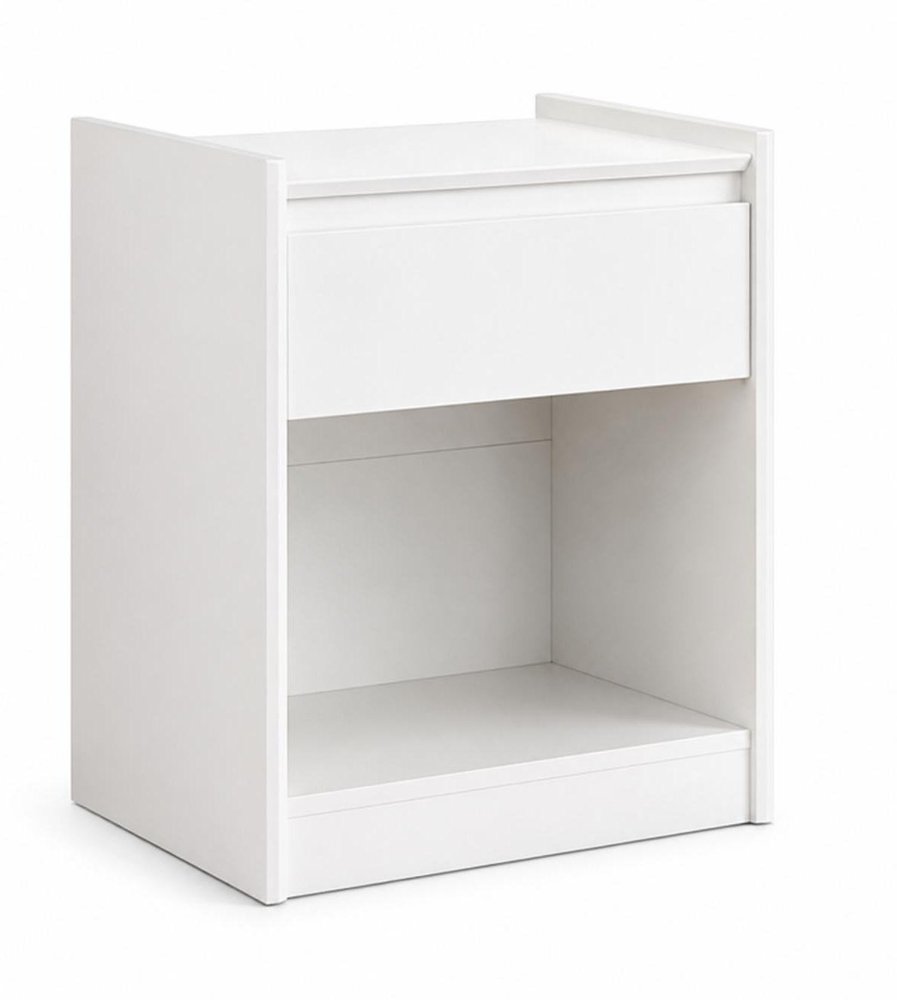 24" White Wood One Drawer Nightstand — view 8