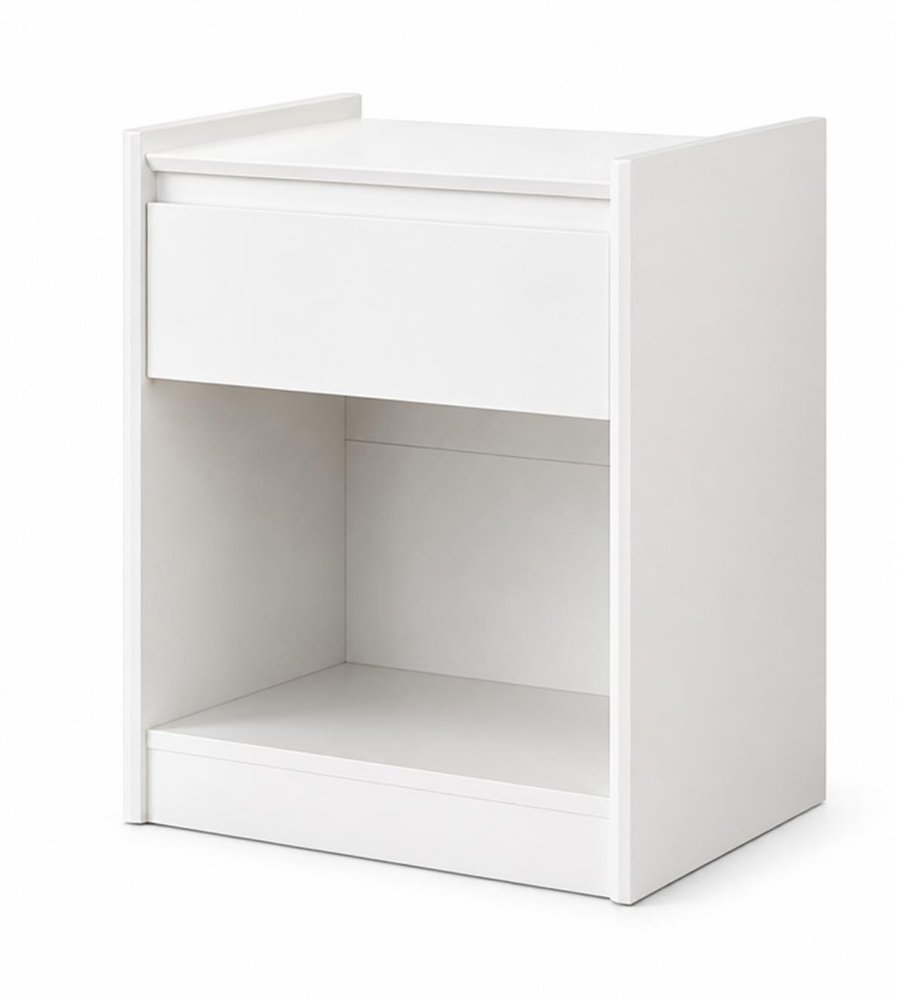 24" White Wood One Drawer Nightstand — view 1