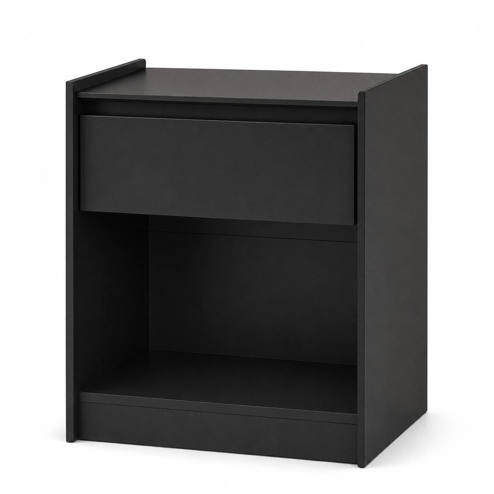 24" Black Wood One Drawer Nightstand — view 10