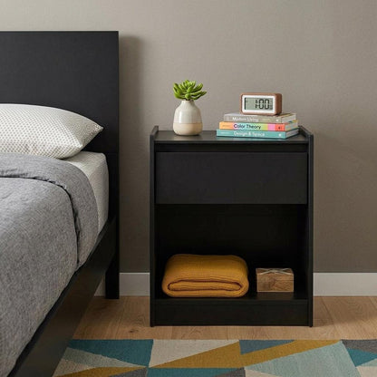 24" White Wood One Drawer Nightstand HomeRoots