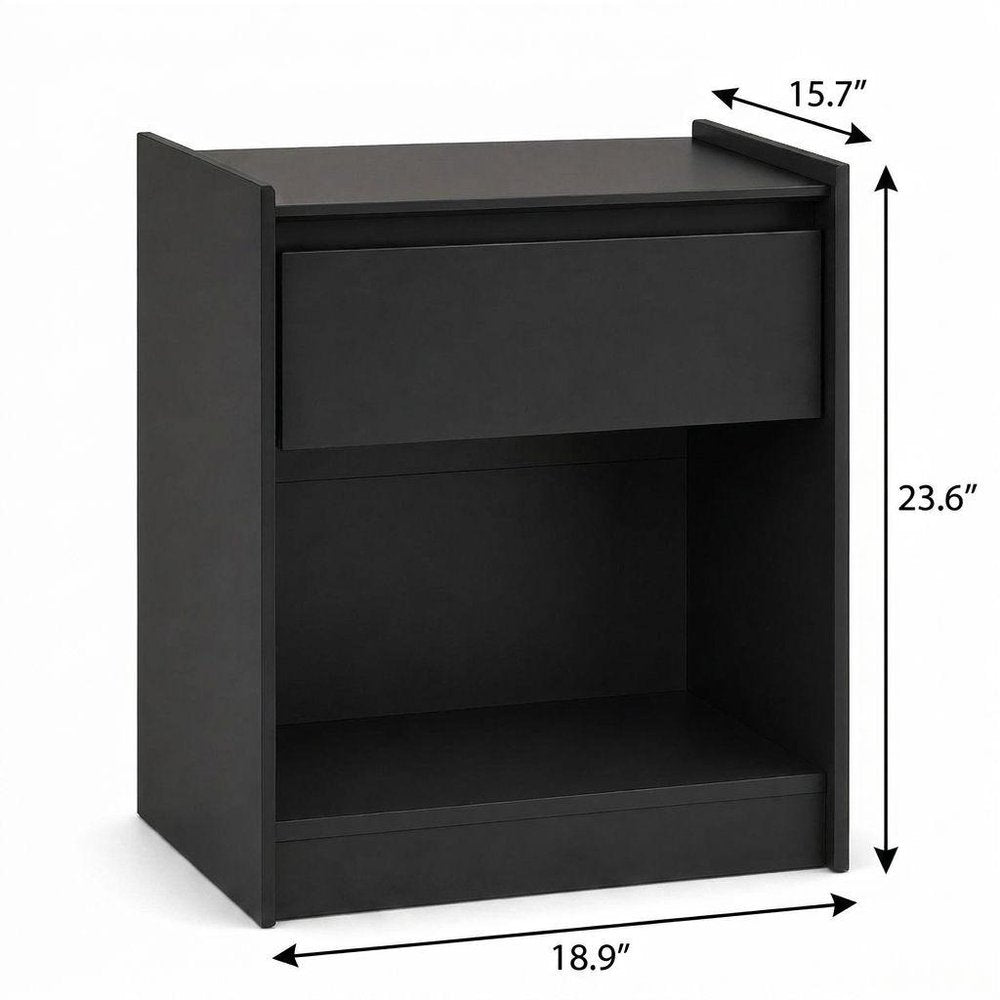 24" White Wood One Drawer Nightstand — view 9