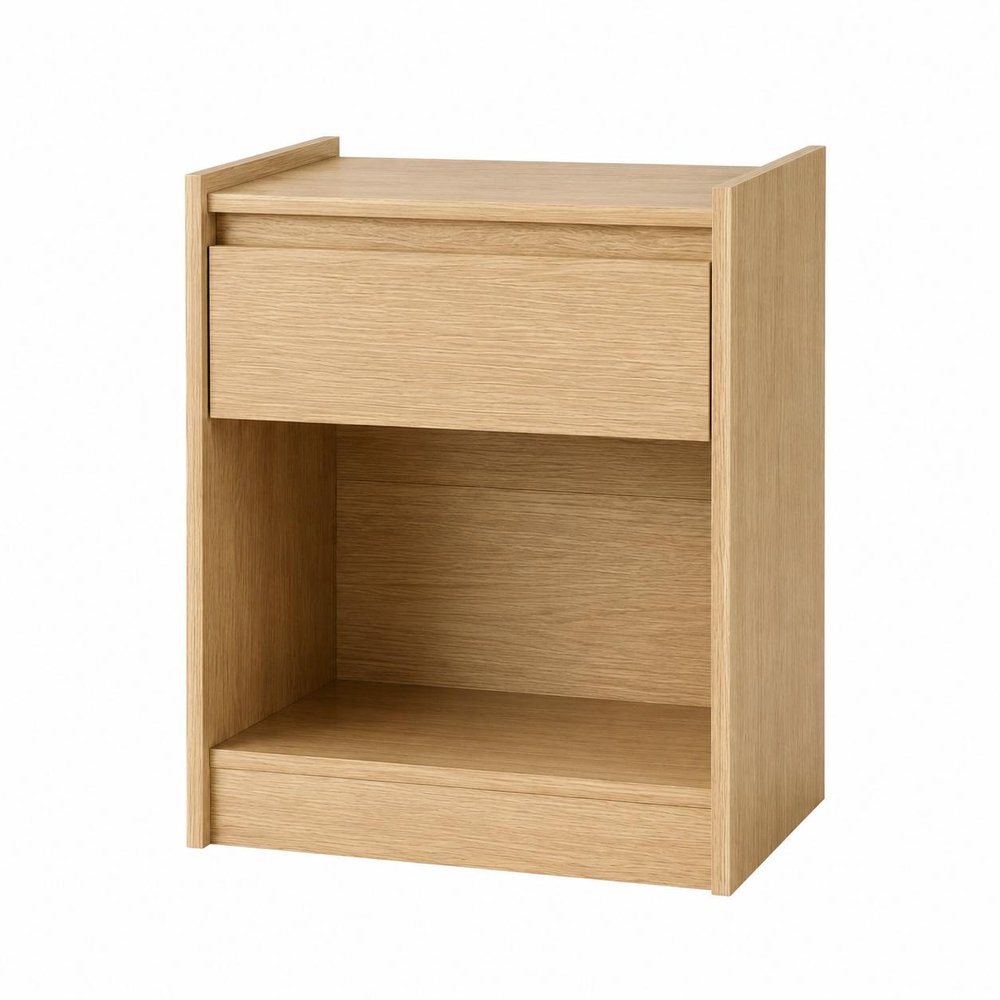 24" Black Wood One Drawer Nightstand