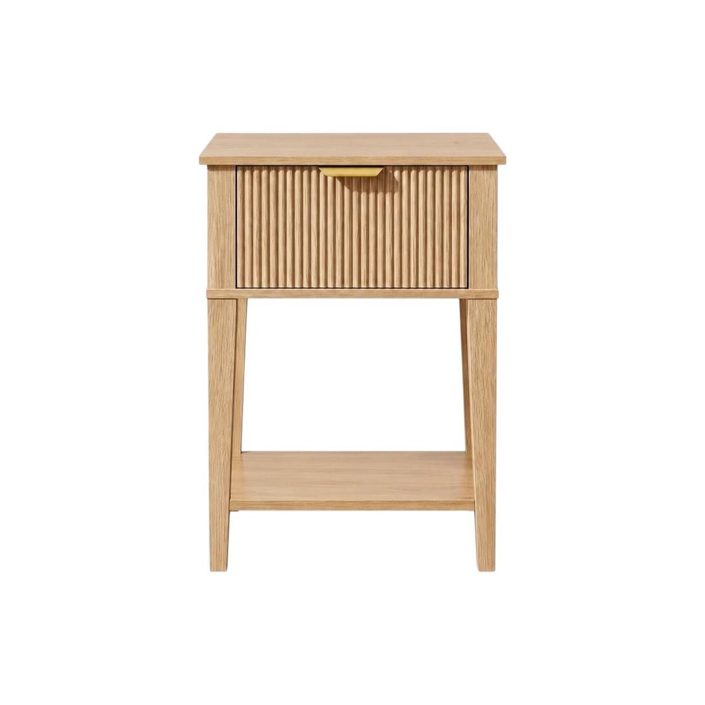 Set of Two 23" Natural Wood Ribbed Texture One Drawer Nightstand — view 5