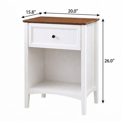 26" Black Wood One Drawer Nightstand HomeRoots