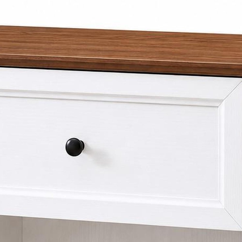 26" Black Wood One Drawer Nightstand HomeRoots
