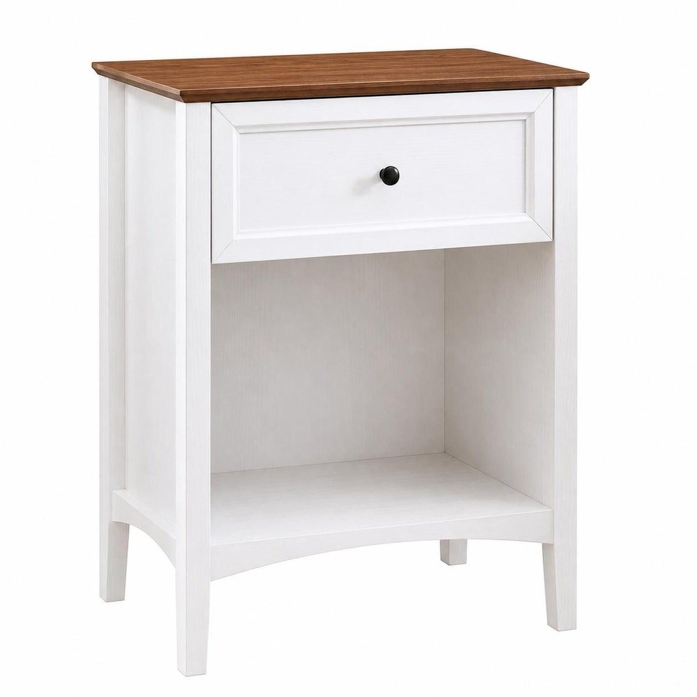 26" Black Wood One Drawer Nightstand — view 4
