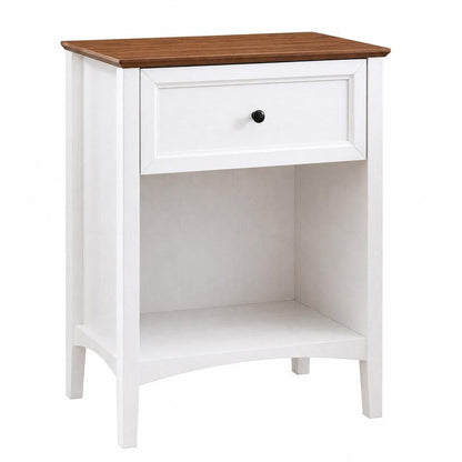 26" Black Wood One Drawer Nightstand HomeRoots