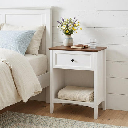 26" Black Wood One Drawer Nightstand HomeRoots