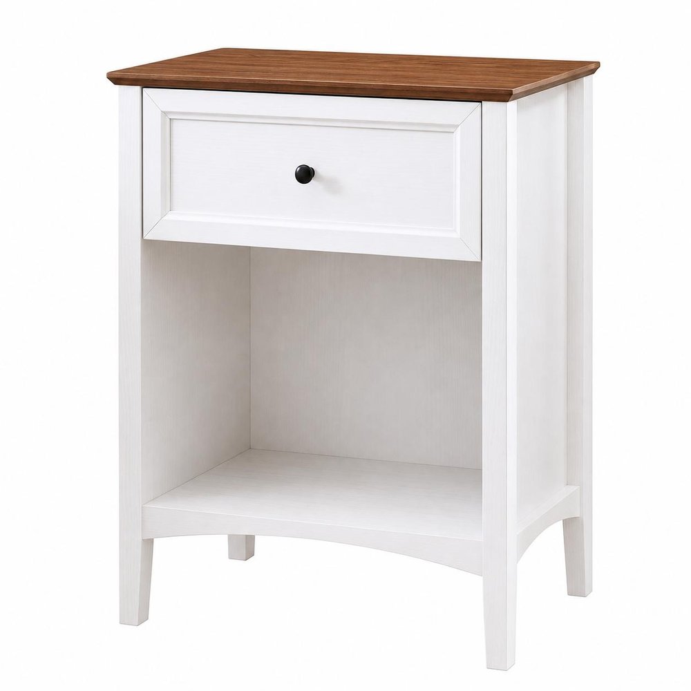 26" Black Wood One Drawer Nightstand HomeRoots