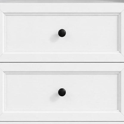 26" White Wood Two Drawer Nightstand with USB Port and Integrated Tech HomeRoots