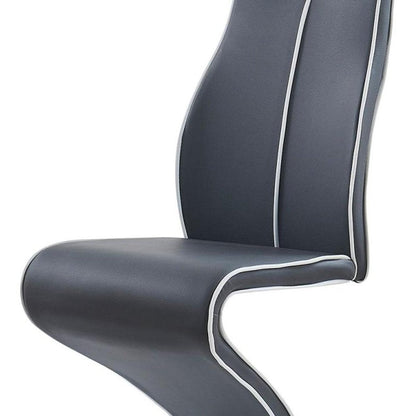 Set of Two Dark Gray And White Upholstery And Metal Dining Side Chairs HomeRoots