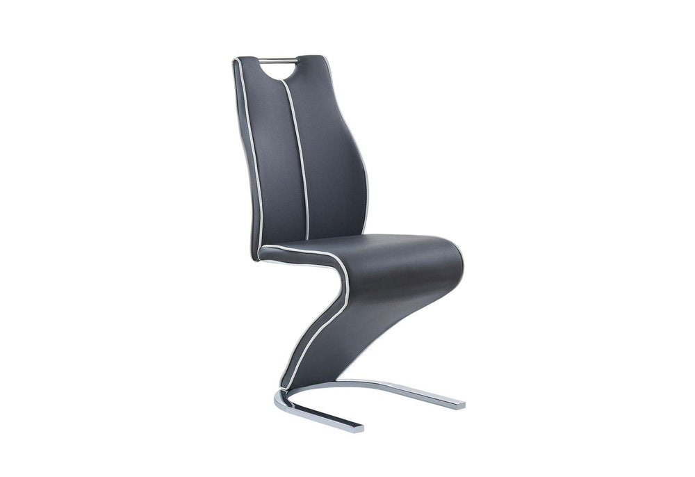 Set of Two Dark Gray And White Upholstery And Metal Dining Side Chairs HomeRoots