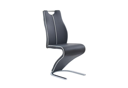 Set of Two Dark Gray And White Upholstery And Metal Dining Side Chairs HomeRoots