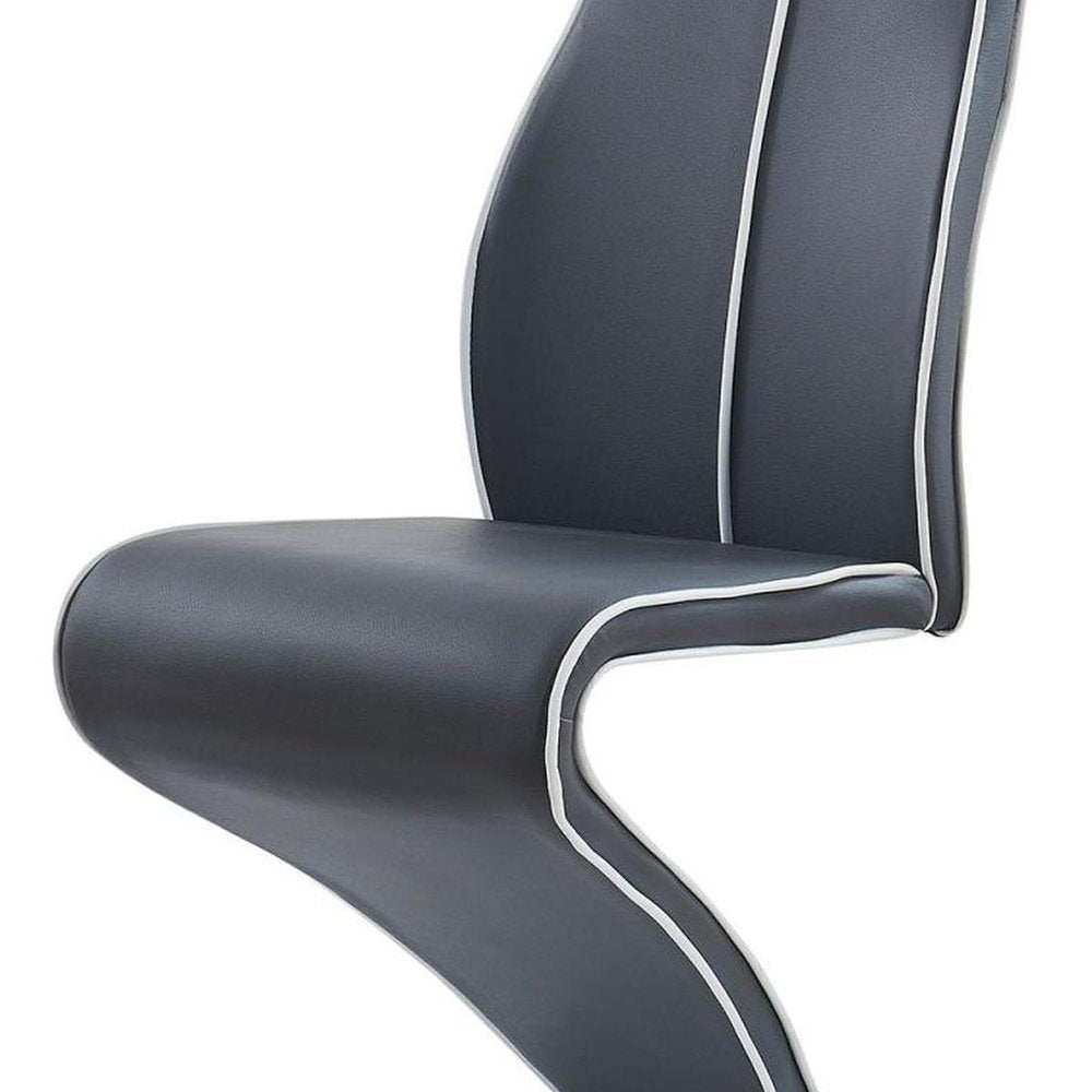 Set of Two Dark Gray And White Upholstery And Metal Dining Side Chairs — view 5