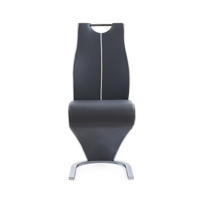 Set of Two Dark Gray And White Upholstery And Metal Dining Side Chairs HomeRoots