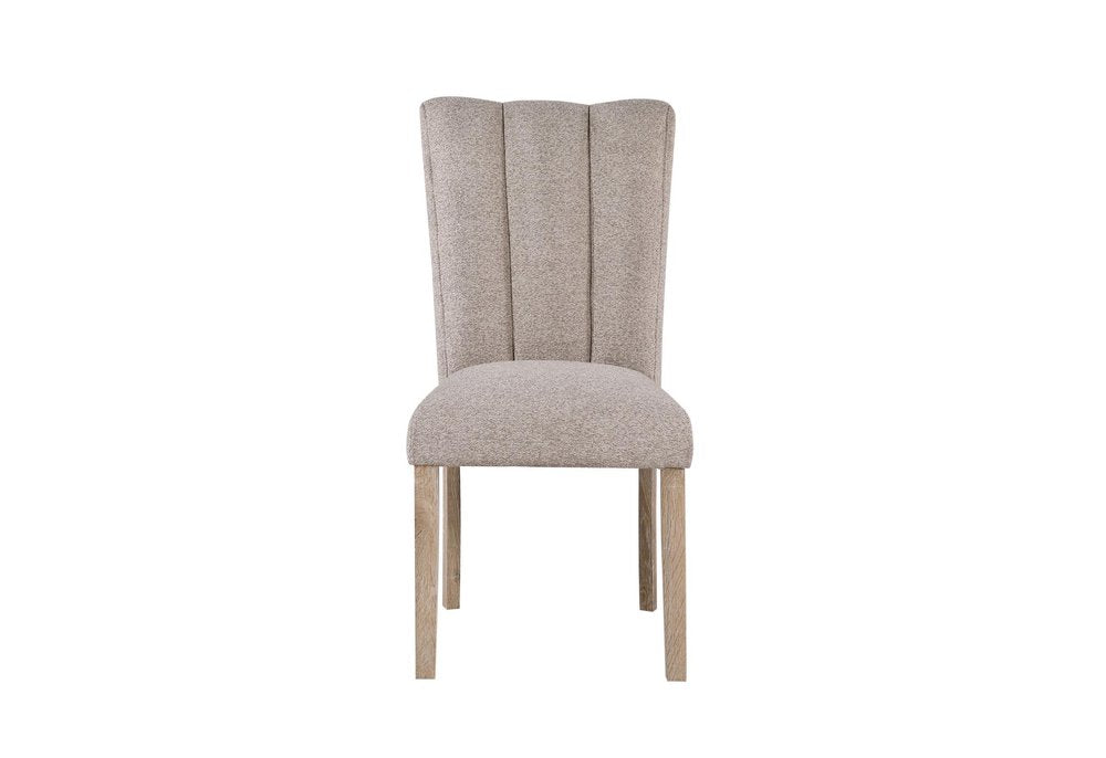 Set of Two Beige Upholstery And Solid Wood Dining Side Chairs — view 1