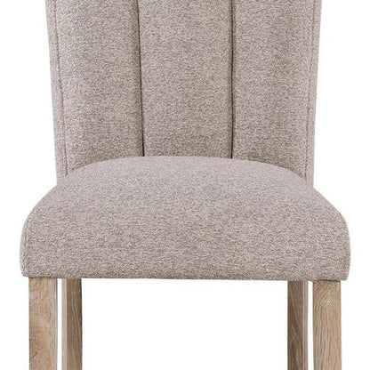 Set of Two Beige Upholstery And Solid Wood Dining Side Chairs HomeRoots