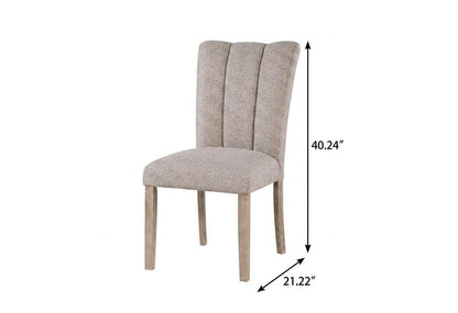 Set of Two Beige Upholstery And Solid Wood Dining Side Chairs HomeRoots