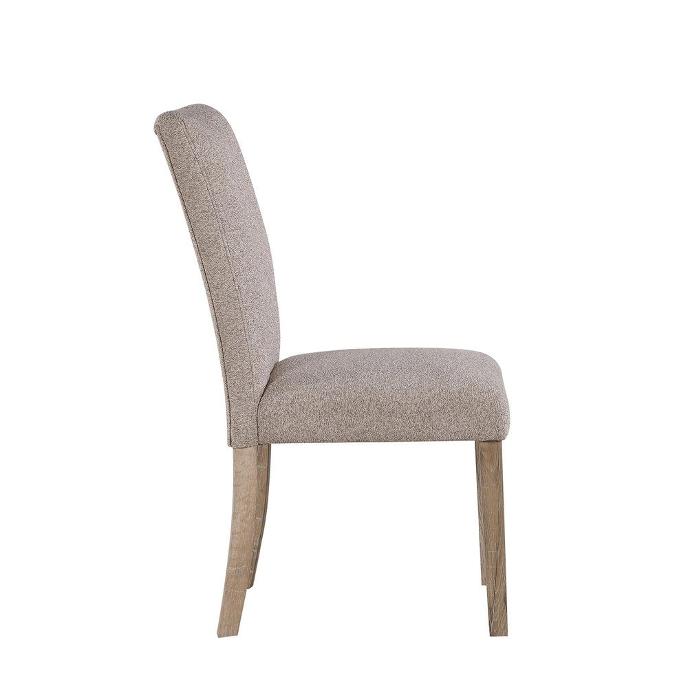 Set of Two Beige Upholstery And Solid Wood Dining Side Chairs HomeRoots