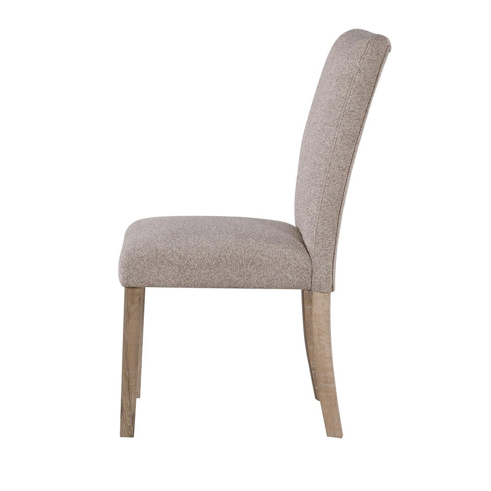 Set of Two Beige Upholstery And Solid Wood Dining Side Chairs — view 8