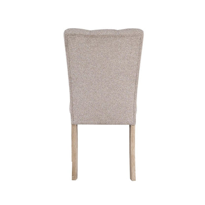 Set of Two Beige Upholstery And Solid Wood Dining Side Chairs HomeRoots