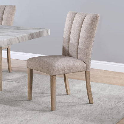 Set of Two Beige Upholstery And Solid Wood Dining Side Chairs HomeRoots