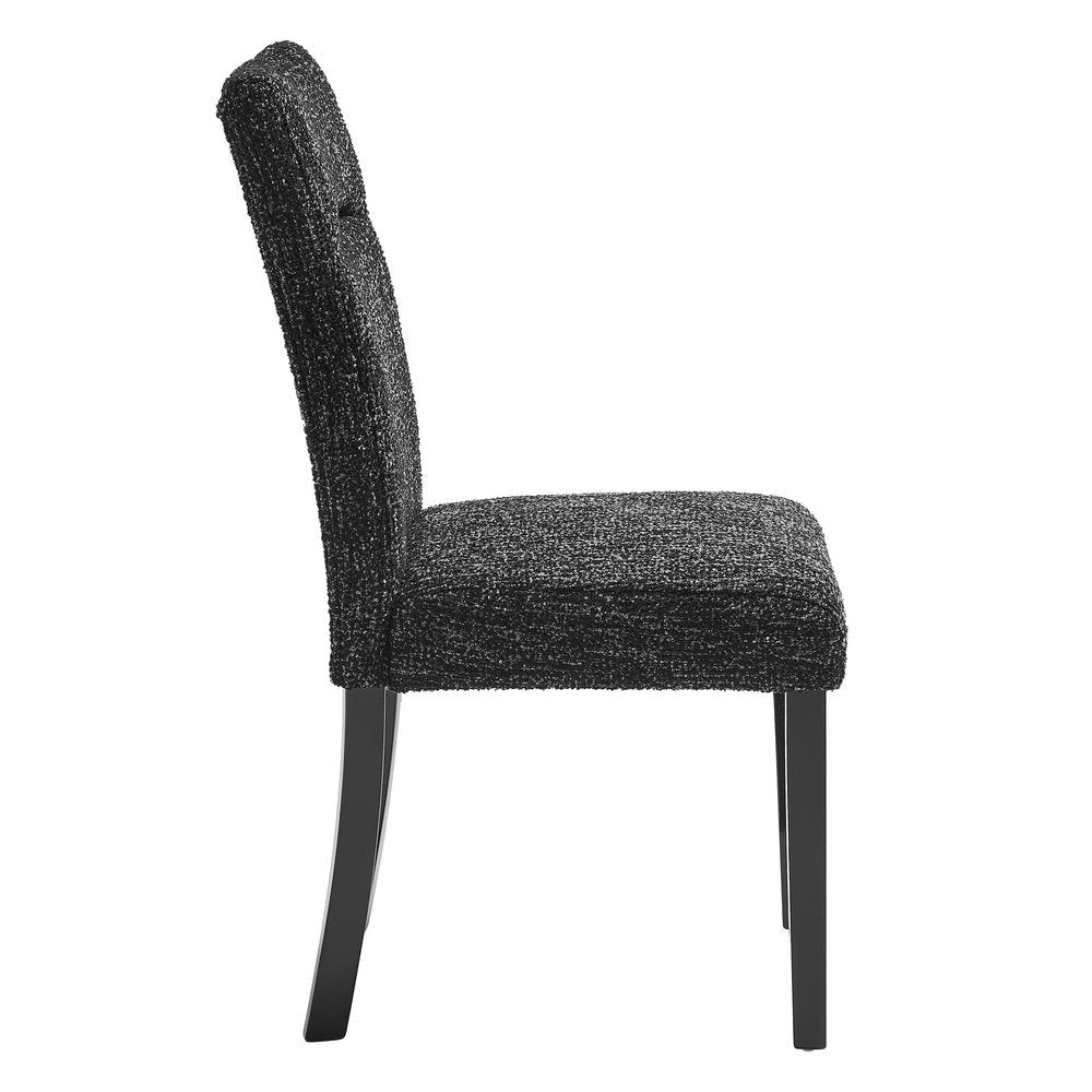Set of Two Black Upholstery And Wood Dining Side Chairs HomeRoots