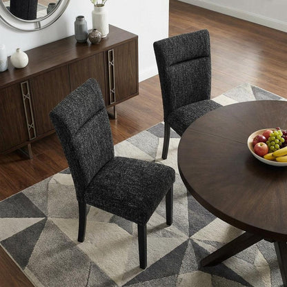 Set of Two Black Upholstery And Wood Dining Side Chairs HomeRoots