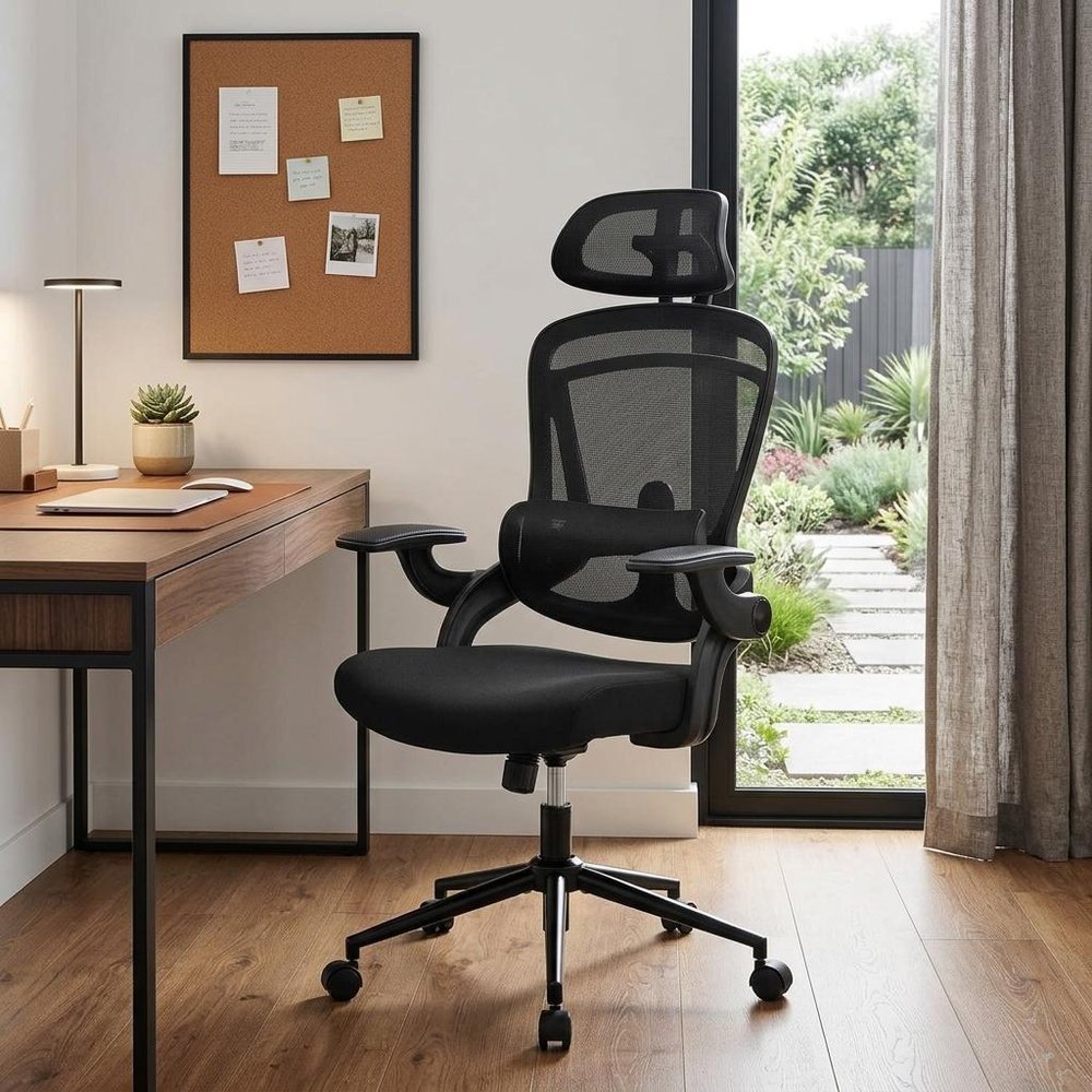 Black Swivel Rolling Office Chair HomeRoots