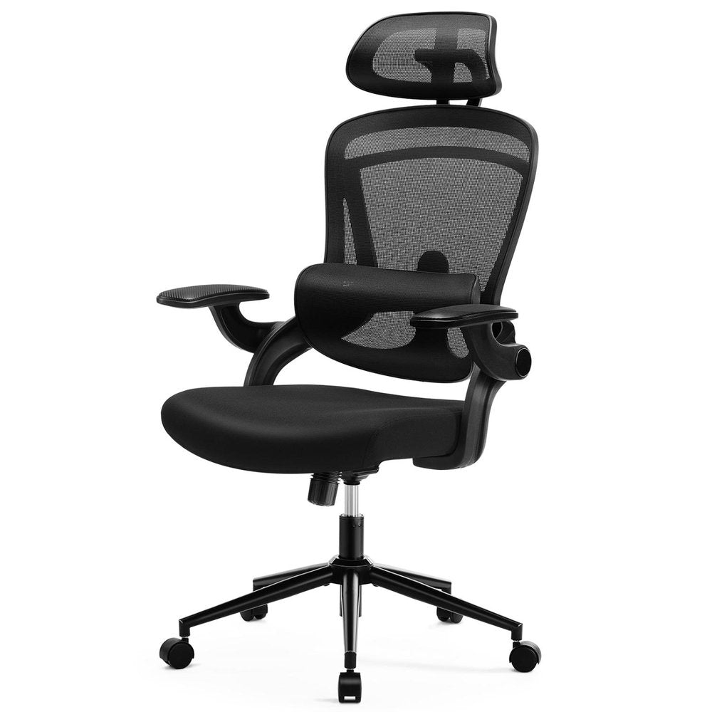 Black Swivel Rolling Office Chair — view 1