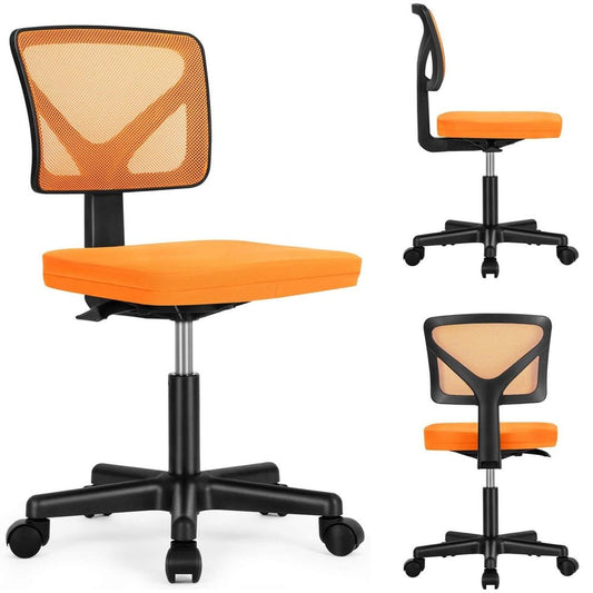Orange And Black Swivel Rolling Office Chair