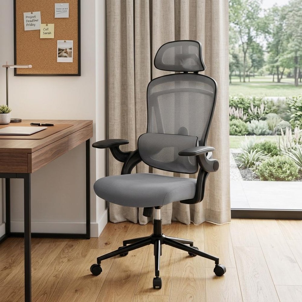 Gray And Black Swivel Rolling Office Chair HomeRoots