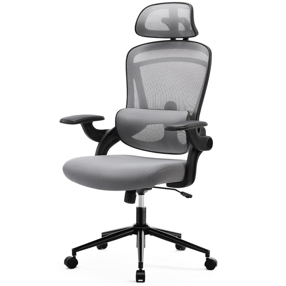 Gray And Black Swivel Rolling Office Chair — view 1
