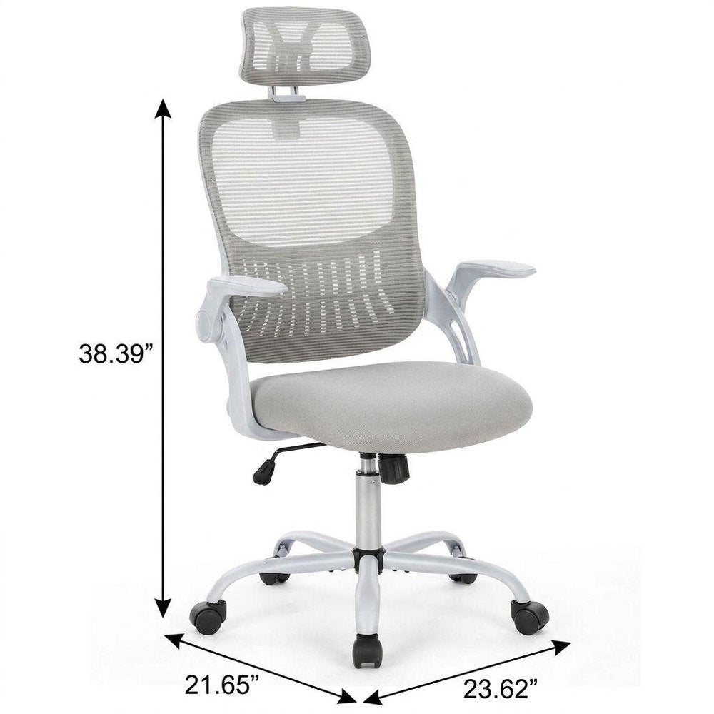 Gray Swivel Rolling Office Chair — view 2