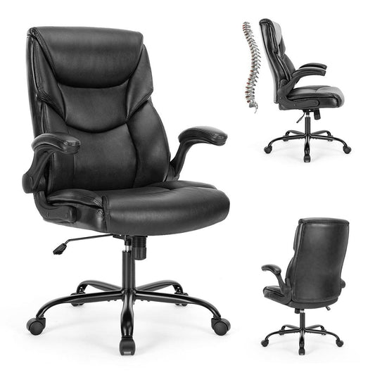 Black Faux Leather Swivel Rolling Executive Office Chair
