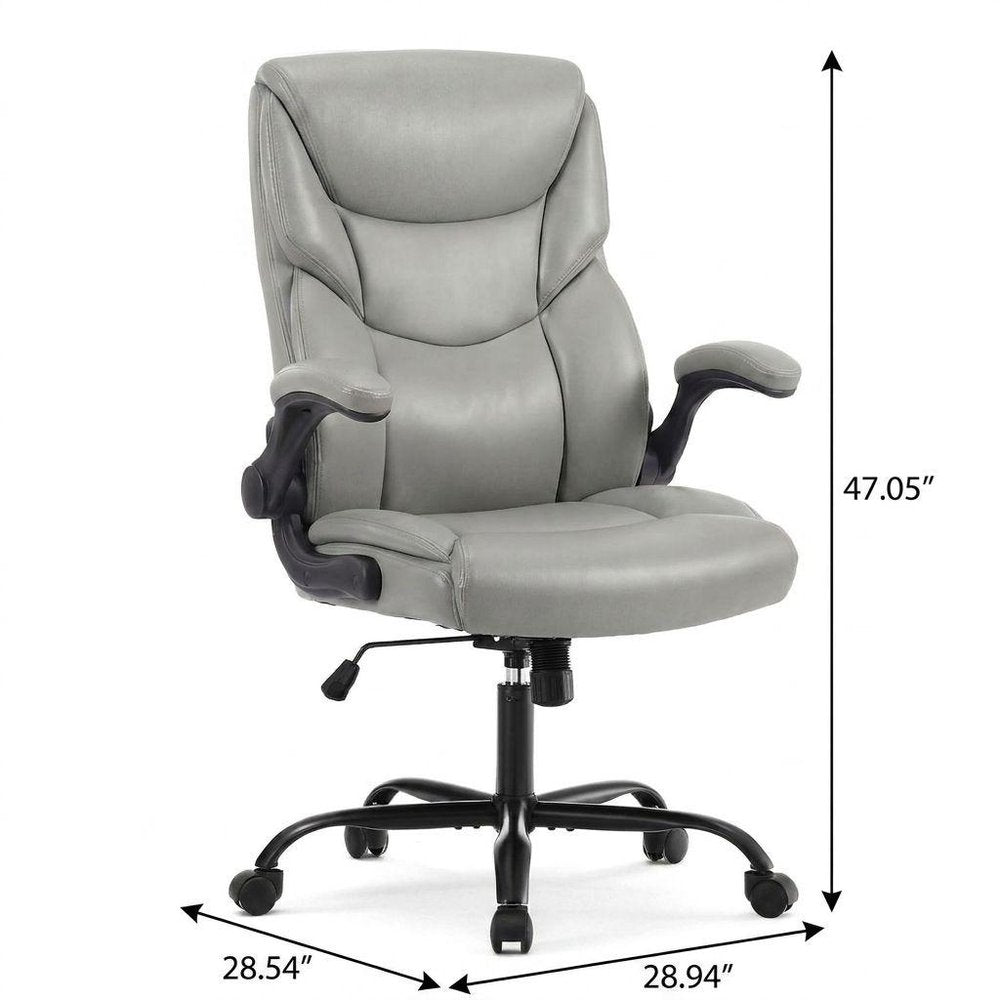 Gray Faux Leather Swivel Rolling Executive Office Chair — view 2