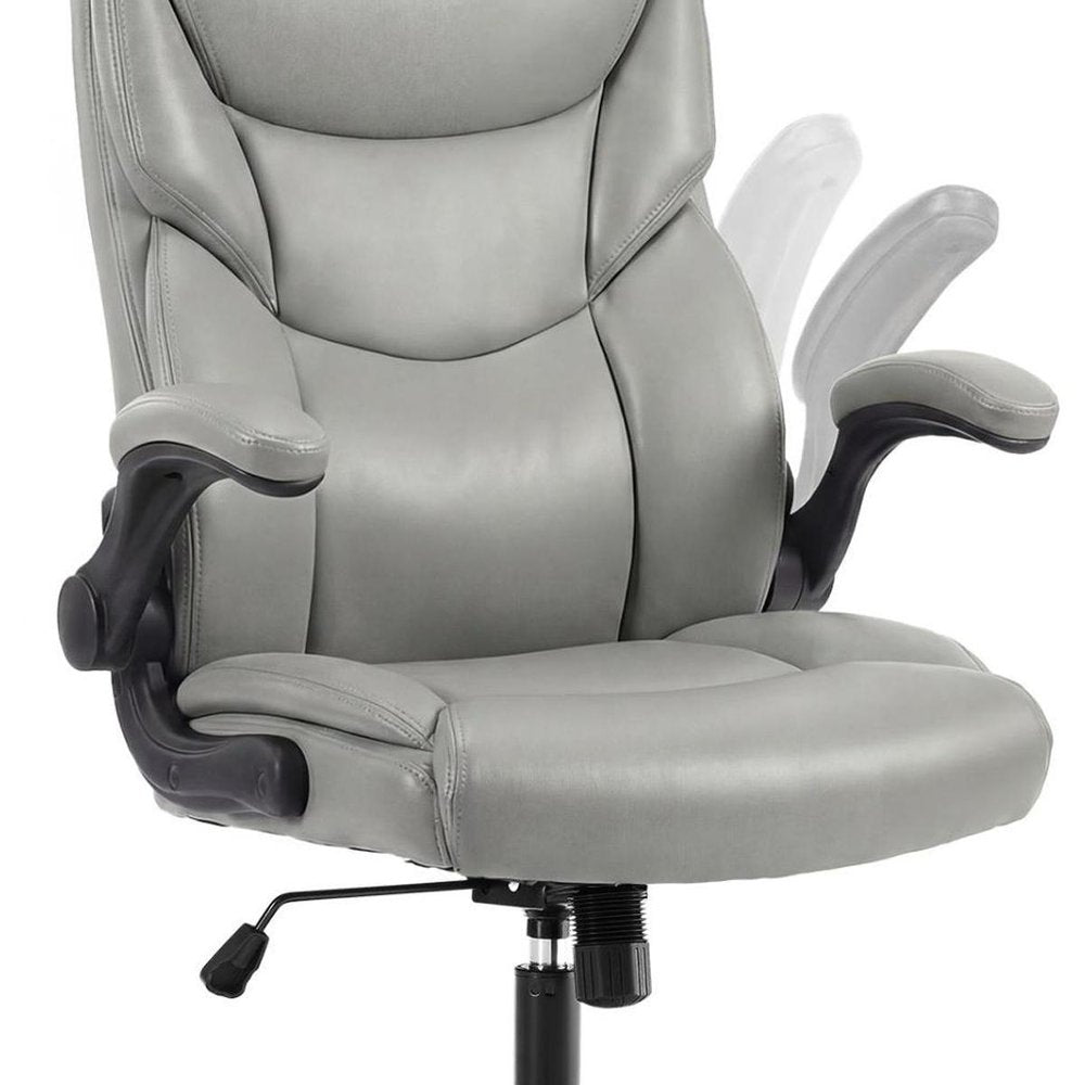Gray Faux Leather Swivel Rolling Executive Office Chair — view 3