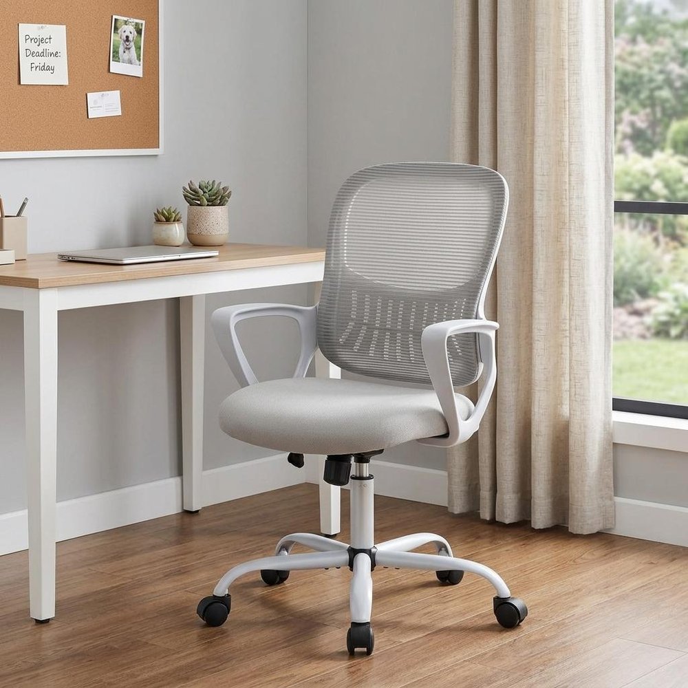 Gray Swivel Rolling Office Chair — view 6