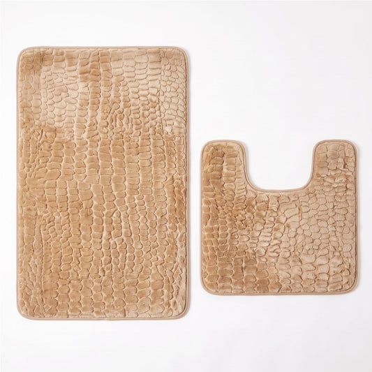 Set of two 0" X 24" Ivory Polyester Non Slip Bath Mat