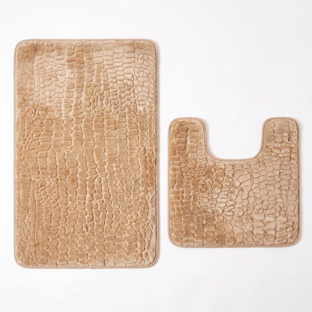 Set of two 0" X 24" Brown Polyester Non Slip Bath Mat HomeRoots