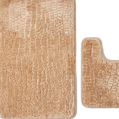 Set of two 0" X 24" Brown Polyester Non Slip Bath Mat HomeRoots
