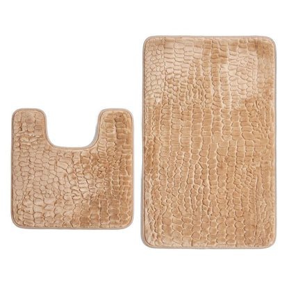 Set of two 0" X 24" Brown Polyester Non Slip Bath Mat HomeRoots