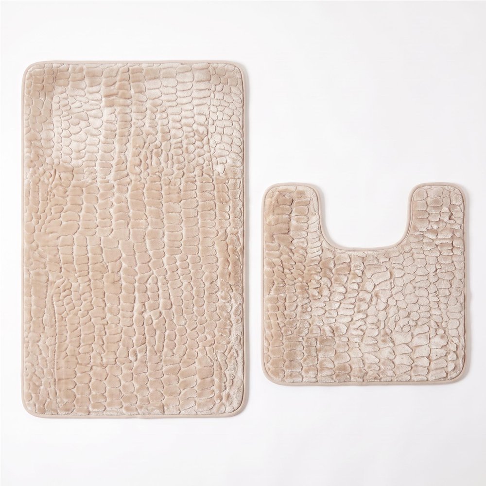 Set of two 0" X 24" Brown Polyester Non Slip Bath Mat HomeRoots