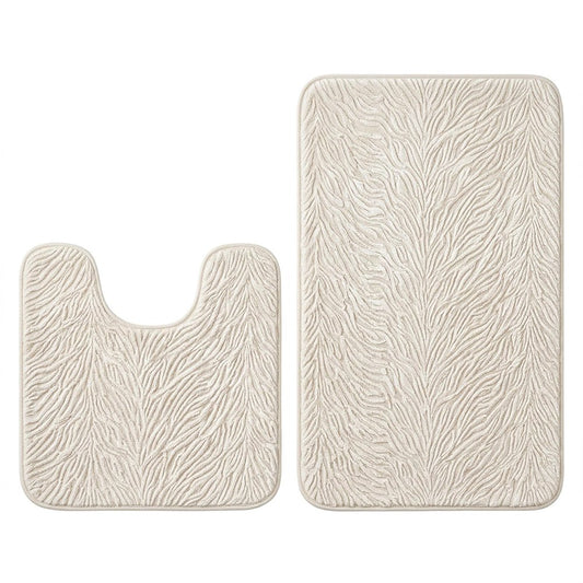 Set of two 0" X 24" Silver Polyester Non Slip Bath Mat