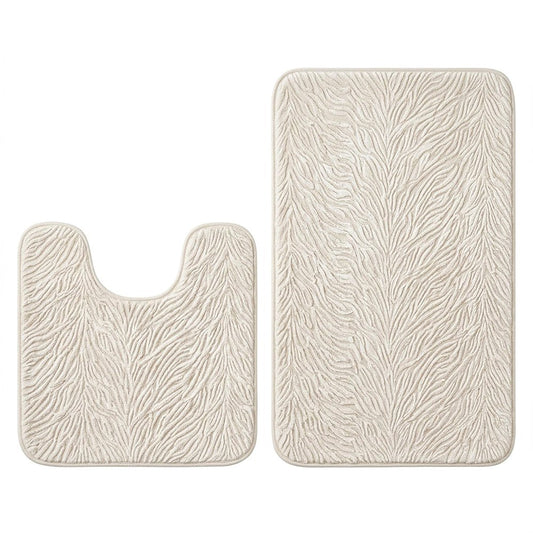 Set of two 0" X 24" Beige Polyester Non Slip Bath Mat HomeRoots