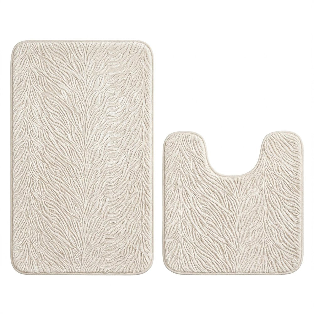 Set of two 0" X 24" Beige Polyester Non Slip Bath Mat HomeRoots